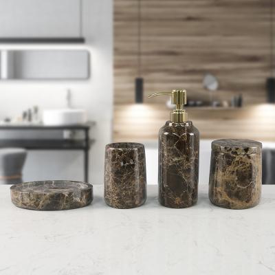 China Sustainable Modern Brown Marble Color In Simple Style Bathroom Set Accessories for sale