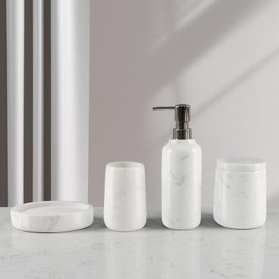 China Sustainable Modern Marble SYL White Color In Simple Style Bathroom Set Washroom Accessories for sale