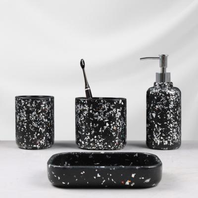 China 2022 Hot Sale Cheap Viable High Quality Designer Black Lightning Flash Resin Bathroom Set For Home Hotel for sale