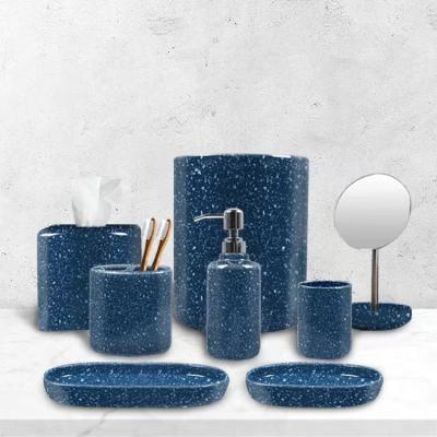 China Sustainable Modern Style Starry Sky Blue Ceramic Bathroom Accessories Set For Home Hotel Bathroom for sale