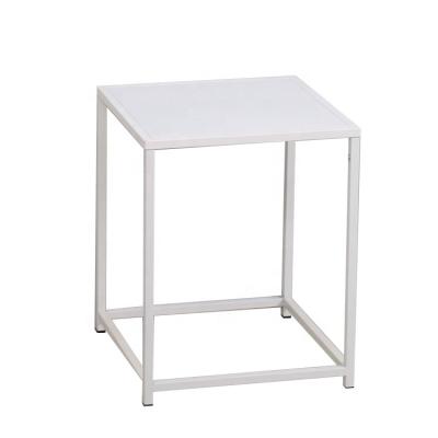 China Knock Down Furniture Home Service White Metal Small Square Coffee Table Sofa Side Table for sale