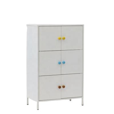 China Knocked Down White Simple Fashion Wardrobe Kids Bedroom 6 Doors Steel Cabinet Clothes Locker Design for sale