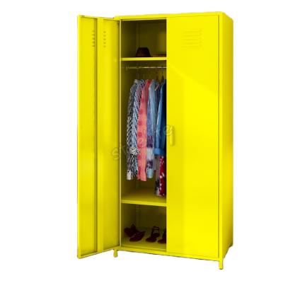 China Dismantled factory price different color double door bedroom steel or iron almirah closet designs for sale