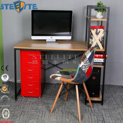 China Wooden PC Office Home Office Computer Desks Physical Channels Table Dresser Table with Shelves for sale