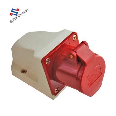 China SF-124 IP44 380~415V 32A 4Pin 3P+E Industrial Wall Mounted Industrial Socket for sale