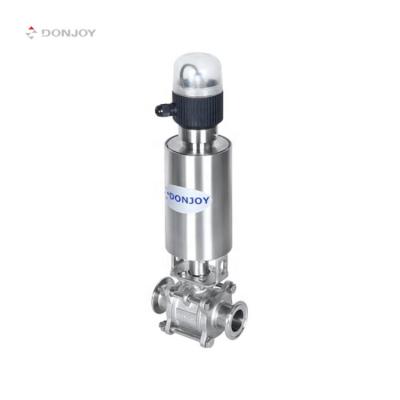 China Sanitary DONJOY Fluid Control No Retention Directly Through 3 Pieces Of Ball Valve With Position Return Flange Connection 3A Standard for sale