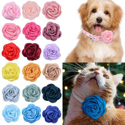 China Fashionable Rolled Edge Camellia Kitten Dog Pet Collar Decorative Burnt Flowers for sale