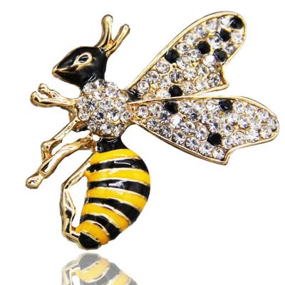 China New Honey Bee Brooch Diamond Rhinestone Insect Baby Cute Animal Baby Brooch Pin Yellow High Quality Fashion Trendy Enamel Brooch Pin for sale