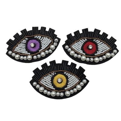 China Wholesale Fashionable Fashionable Mouth and Eye Embroidery Custom Handmade Beaded Garment Patches Rhinestone Patches for sale