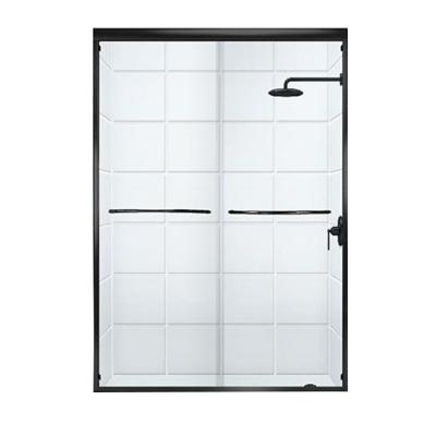 China Sliding Door Matte Black Frame Toughen Glass Wall To Wall Sliding Door Shower Screen for sale