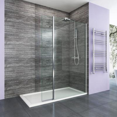 China Modern 8mm Walk In Room Shower Enclosure Chrome Wet Shower Screen for sale