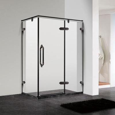 China Easy-to-install Matte Black Framed Rectangular 8mm Tempered Glass Hinged Door Shower Enclosure with Optional Side Panel for sale