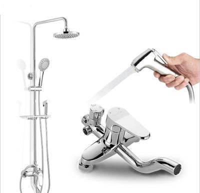 China With Silver Slide Bar Thermostatic Shower System Mixer Set , Shower Faucet With Handsets for sale