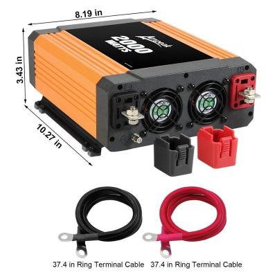 China 2000W Power Inverter 12V DC To AC 110V Car Converter 3 Outlets 2.1A USB Inverter 28*14.4*8cm for sale