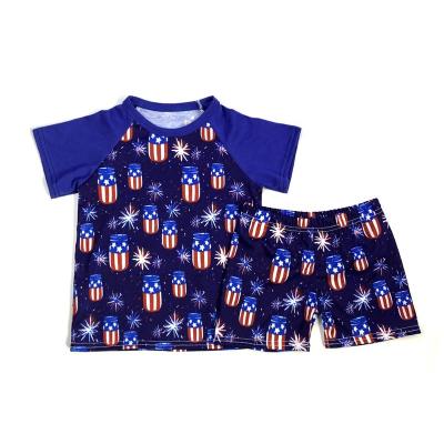 China Summer Baby Casual Clothing Sets Boutique Wholesale Raglan Tops And Shorts 4th Of July Outfits For Boy for sale