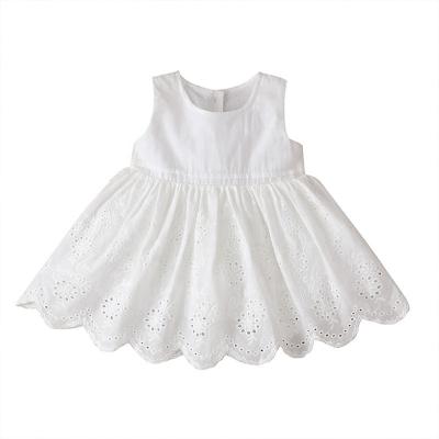 China New Style Fashion Breathable Girls Refine Skirt White Casual Baby Cotton Wholesale Sleeveless Dresses for sale