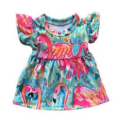 China Wholesale Handmade Doll Clothes Flamingo Printing Doll Dress 18 Inch GGDC020 for sale