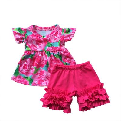 China RTS 18 Inch Doll Clothes Sets Floral Dress Match Ruffle Shorts Solid Dolls Outfits GGDC001 for sale