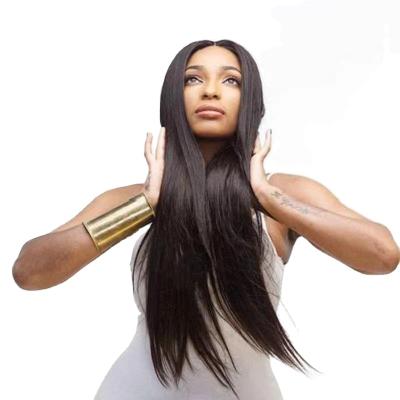 China European and American women's straight hair wig black piece of long straight hair border wig African chemical fiber wig headpiece for sale