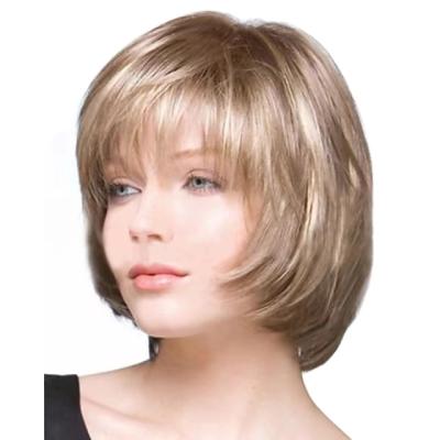 China Short Straight Synthetic Hair Blonde Short Wig Water Wave Wig Blonde Hair For Women for sale