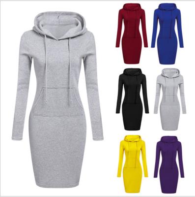 China Autumn Winter Solid Colors Women Clothing QUICK DRY Casual Sheath Long Hooded Slim Women's Hoodies for sale