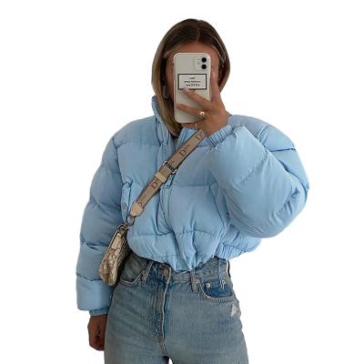 China 2020 New Fashion Design Women's New Fashion Design Sky Blue Bubble Coat Crop Women Stripper Coat Breathable Cotton Coat for sale