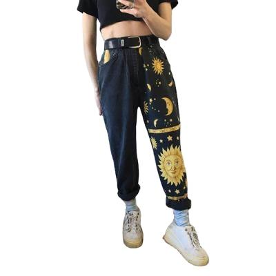 China Other 2020 European and American new digital printing straight leg pants hipster pants jeans for sale