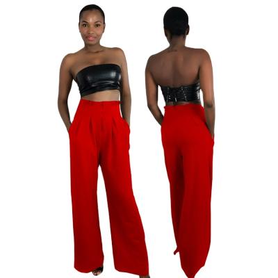 China Fashionable Street Wear Pants Anti-Wrinkle Ladies Wide Leg Plus Size Women Summer High Waist Trousers for sale