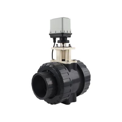 China Home Kitchen Water Plastic PVC UPVC 2 Way Motorized Ball Valve With Electric Actuator for sale