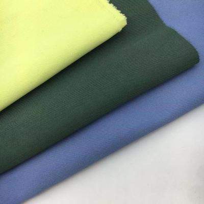 China Tear-resistant polyester 3/1 twill plain dyed cotton feel T400 work wear casual wear jacket pants fabric for sale