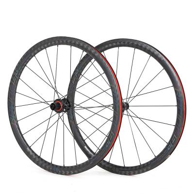 Κίνα Οδικό ποδήλατο Wheelset 40mm άνθρακα ΠΕΙΡΑΧΤΗΡΙΩΝ 700C βάθος με το φρένο δίσκων προς πώληση