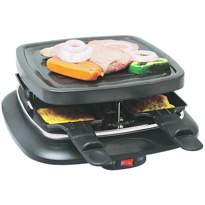 China Easily Assembled BBQ Flat Surface Raclette Grill with Stone Dish Serves 4 People with 4 Small Pans for sale