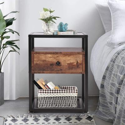 China Expandable Hot Sales Vintage With Drawer And Shelf Decoration In Bedroom Living Room Black Night Stand for sale