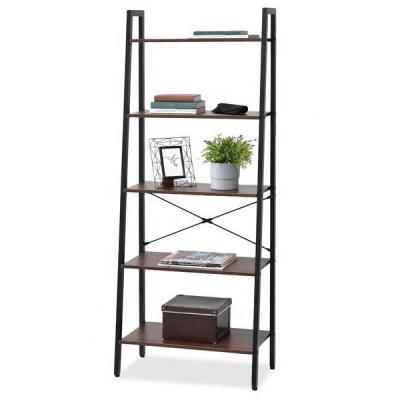 China Modern Height Quality Modern Bookcases Storage Shelving Metal Wood Ladder Shelf for sale