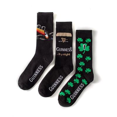 China QUICK DRY Sales of High Quality Performance Patterns Leisure Crew Cotton Knitted Black Socks for sale