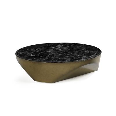 China Customizable Coffee Table Black Oval Marble Top Metal Base Modern Luxury Coffee Table Set Luxury For Living Room Home Furniture for sale