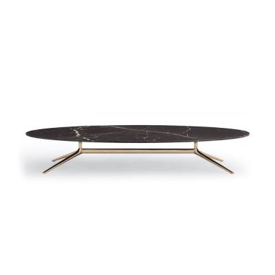 China Modern Luxury Customizable Metal Natural Marble Leg Rectangle Coffee Table With Stainless Steel Gold Legs for sale