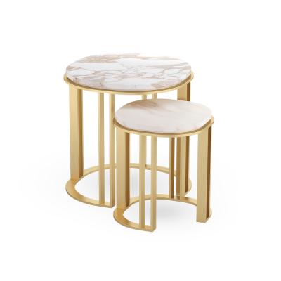 China Customizable Designer Popular Modern Fancy Stainless Steel Frame Marble Top Table for sale