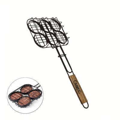 China Easily Cleaned Outdoor BBQ grill accessories non-stick charcoal hamburger grill basket for sale