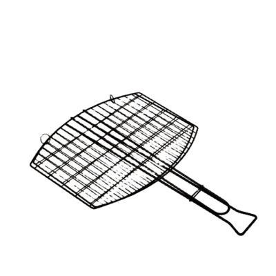 China Easily Cleaned Food grade portable wire mesh gGrill rack non stick coating bbq grill basket with wooden handle for sale