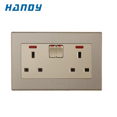 China 13A 2gang 3pin commercial outlet panel socket UK UK wall socket and switch for sale