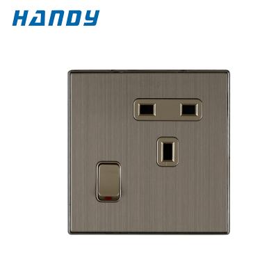 China Lightweight Stainless Steel Wire Drawing Energy Saving Stainless Steel Electrical Switch And Socket for sale