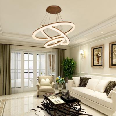 China Modern Hotel Three Rings Shaped Acrylic Pendant Lights Lighting Contemporary Led Chandelier Chandeliers for sale