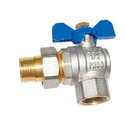 China Home Kitchen PN25 90 Degree Brass Ball Feet Hose Valve With Iron Handle for sale