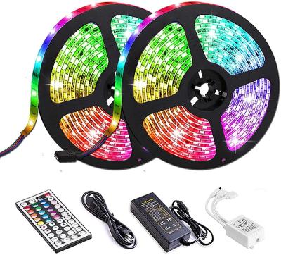 China Garden SMD5050 RGB color changing strip light, 24 /44 key remote controller, 12V 5A adaptor, 5 meters per roll. for sale