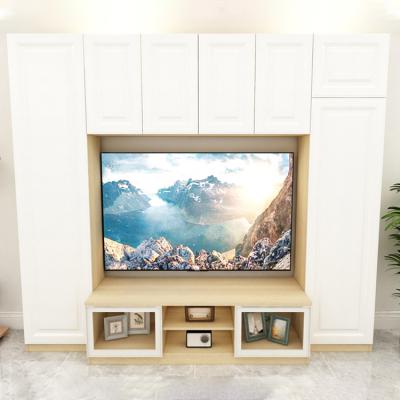 China One-stop expandable custom design N-shape top quality solid wood white edge cabinet large living room tv good prices brand new ones for sale