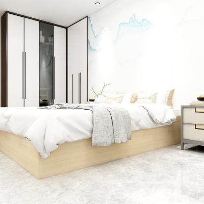 China New Arrival Light Brown Hotel Furniture/Household Furniture Sets Double Light Extendable Luxury Wooden Bed By China Factory for sale