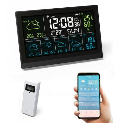 China ±1C Accuracy Lcd Smart Weather Station UV Index Wifi Temperature Humidity Weather Station for sale