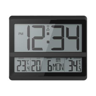 China Radio-controlled Digital Table Clock with Indoor Outdoor Temperature 22.6 x 2.7 x 18.8cm for sale