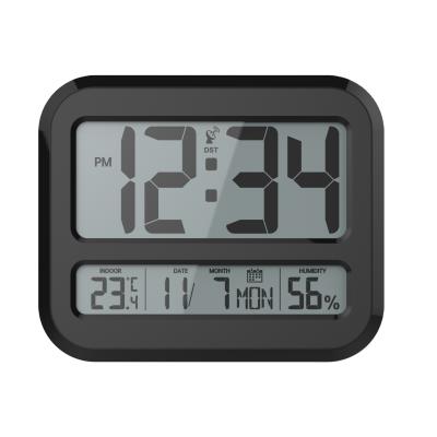 China Reloj digital controlado por radio de temperatura interior Reloj de pared LED cuadrado 22,6 x 2,7 x 18,8 cm en venta